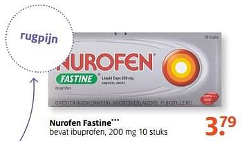 Aanbiedingen Nurofen fastine bevat ibuprofen - Nurofen - Geldig van 11/09/2017 tot 24/09/2017 bij Etos