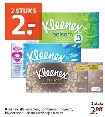 Aanbiedingen Kleenex balsam zakdoekjes - Kleenex - Geldig van 11/09/2017 tot 24/09/2017 bij Etos