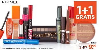 Aanbiedingen Rimmel 100% waterproof mascara - Rimmel - Geldig van 11/09/2017 tot 24/09/2017 bij Etos