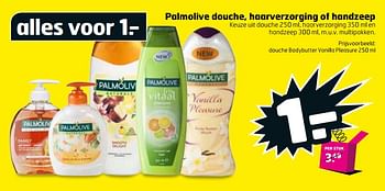 Aanbiedingen Douche bodybutter vanilla pleasure - Palmolive - Geldig van 12/09/2017 tot 17/09/2017 bij Trekpleister
