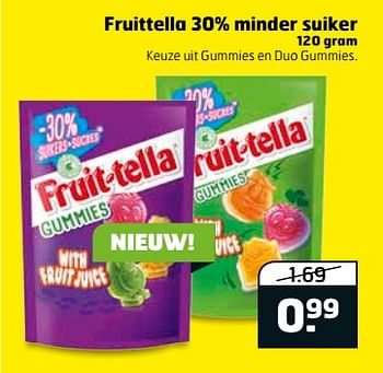 Aanbiedingen Fruittella 30% minder suiker - Fruittella - Geldig van 12/09/2017 tot 17/09/2017 bij Trekpleister