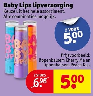Aanbiedingen Lippenbalsem cherry me en lippenbalsem peach kiss - Babylips - Geldig van 12/09/2017 tot 24/09/2017 bij Kruidvat