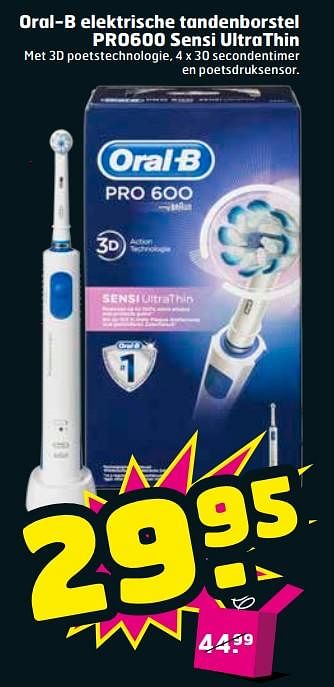 Aanbiedingen Oral-b elektrische tandenborstel pro600 sensi ultrathin - Oral-B - Geldig van 12/09/2017 tot 17/09/2017 bij Trekpleister