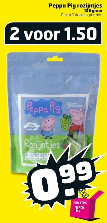 Aanbiedingen Peppa pig rozijntjes - Peppa  Pig - Geldig van 12/09/2017 tot 17/09/2017 bij Trekpleister
