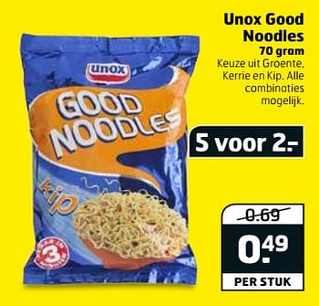 Aanbiedingen Unox good noodles - Unox - Geldig van 12/09/2017 tot 17/09/2017 bij Trekpleister