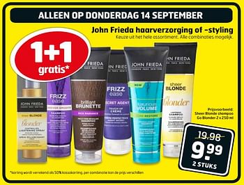Aanbiedingen Sheer blonde shampoo go blonder - John Frieda - Geldig van 12/09/2017 tot 17/09/2017 bij Trekpleister