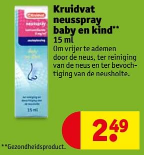 Aanbiedingen Kruidvat neusspray baby en kind - Huismerk - Kruidvat - Geldig van 12/09/2017 tot 24/09/2017 bij Kruidvat