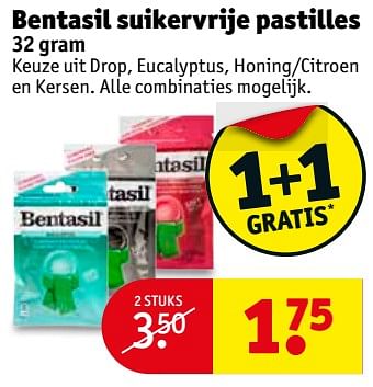 Aanbiedingen Bentasil suikervrije pastilles - Bentasil  - Geldig van 12/09/2017 tot 24/09/2017 bij Kruidvat