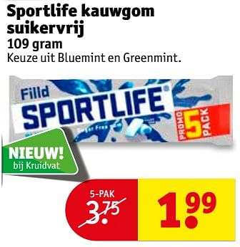 Aanbiedingen Sportlife kauwgom suikervri - Sportlife - Geldig van 12/09/2017 tot 24/09/2017 bij Kruidvat