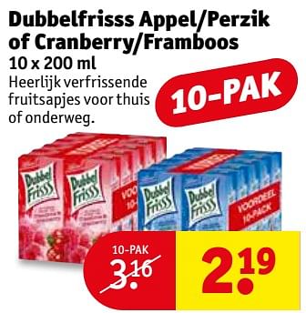 Aanbiedingen Dubbelfrisss appel-perzik of cranberry-framboos - Dubbelfrisss - Geldig van 12/09/2017 tot 24/09/2017 bij Kruidvat