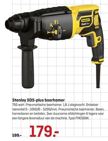 Aanbiedingen Stanley sds-plus boorhamer - Stanley - Geldig van 04/09/2017 tot 17/09/2017 bij Hubo