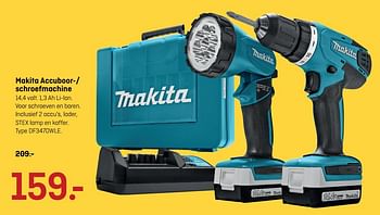 Aanbiedingen Makita accuboor-- schroefmachine - Makita - Geldig van 04/09/2017 tot 17/09/2017 bij Hubo