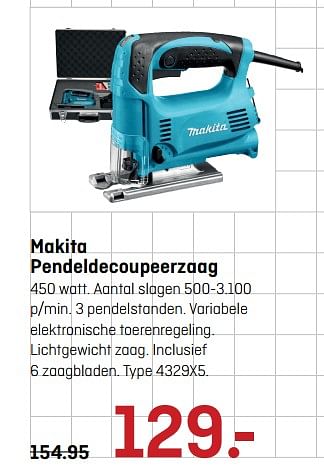 Aanbiedingen Makita pendeldecoupeerzaag - Makita - Geldig van 04/09/2017 tot 17/09/2017 bij Hubo