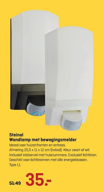 Aanbiedingen Steinel wandlamp met bewegingsmelder - Steinel - Geldig van 04/09/2017 tot 17/09/2017 bij Hubo