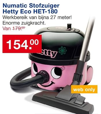 Aanbiedingen Numatic stofzuiger hetty eco het-180 - Numatic International - Geldig van 17/09/2017 tot 08/10/2017 bij Handyman
