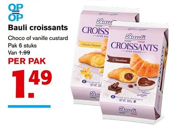 Aanbiedingen Bauli croissants choco of vanille custard - Bauli - Geldig van 20/09/2017 tot 26/09/2017 bij Hoogvliet