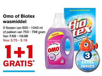 Aanbiedingen Omo of biotex wasmiddel - Huismerk - Hoogvliet - Geldig van 20/09/2017 tot 26/09/2017 bij Hoogvliet