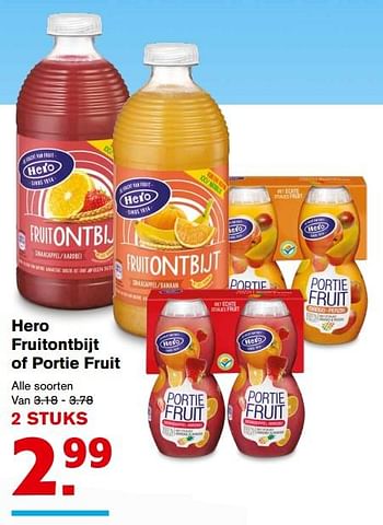 Aanbiedingen Hero fruitontbijt of portie fruit - Hero - Geldig van 20/09/2017 tot 26/09/2017 bij Hoogvliet