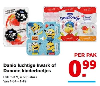 Aanbiedingen Danio luchtige kwark of danone kindertoetjes - Danone - Geldig van 20/09/2017 tot 26/09/2017 bij Hoogvliet