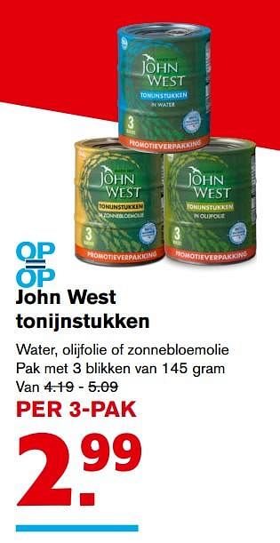 Aanbiedingen John west tonijnstukken - John West - Geldig van 20/09/2017 tot 26/09/2017 bij Hoogvliet