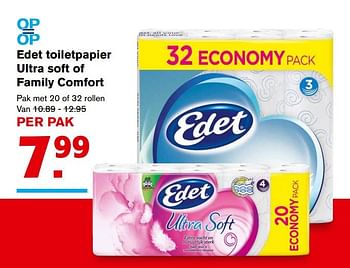 Aanbiedingen Edet toiletpapier ultra soft of family comfort - Edet - Geldig van 20/09/2017 tot 26/09/2017 bij Hoogvliet