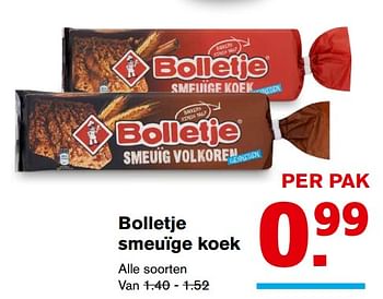 Aanbiedingen Bolletje smeuïge koek - Bolletje - Geldig van 20/09/2017 tot 26/09/2017 bij Hoogvliet
