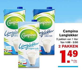 Aanbiedingen Campina langlekker - Campina - Geldig van 20/09/2017 tot 26/09/2017 bij Hoogvliet