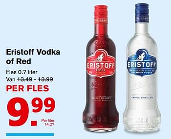 Aanbiedingen Eristoff vodka of red - Eristoff - Geldig van 20/09/2017 tot 26/09/2017 bij Hoogvliet