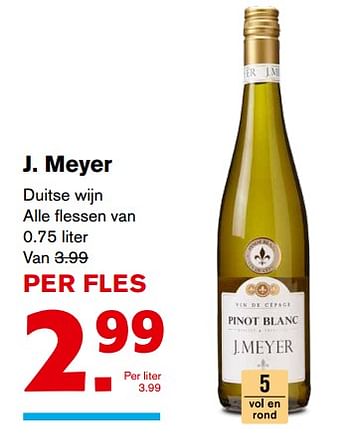 Aanbiedingen J. meyer duitse wijn - Witte wijnen - Geldig van 20/09/2017 tot 26/09/2017 bij Hoogvliet