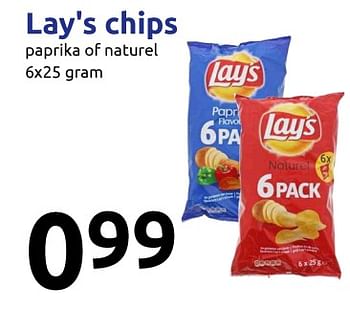 Aanbiedingen Lay`s chips paprika of naturel - Lay's - Geldig van 13/09/2017 tot 19/09/2017 bij Action