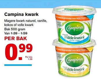 Aanbiedingen Campina kwark magere kwark naturel, vanille, kokos of volle kwark - Campina - Geldig van 13/09/2017 tot 19/09/2017 bij Hoogvliet