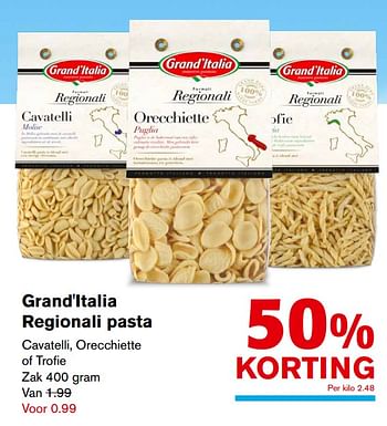 Aanbiedingen Grand`italia regionali pasta - Grand Italia - Geldig van 13/09/2017 tot 19/09/2017 bij Hoogvliet