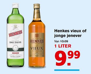 Aanbiedingen Henkes vieux of jonge jenever - Henkes - Geldig van 13/09/2017 tot 19/09/2017 bij Hoogvliet