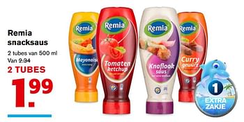 Aanbiedingen Remia snacksaus - Remia - Geldig van 13/09/2017 tot 19/09/2017 bij Hoogvliet