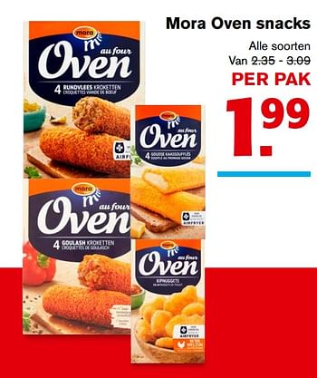 Aanbiedingen Mora oven snacks - Mora - Geldig van 13/09/2017 tot 19/09/2017 bij Hoogvliet
