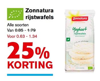 Aanbiedingen Zonnatura rijstwafels - Zonnatura - Geldig van 13/09/2017 tot 19/09/2017 bij Hoogvliet
