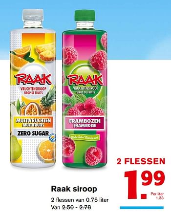 Aanbiedingen Raak siroop - Raak - Geldig van 13/09/2017 tot 19/09/2017 bij Hoogvliet