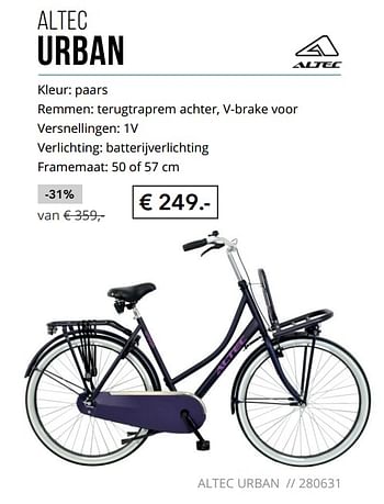 Aanbiedingen Altec urban - Altec - Geldig van 01/09/2017 tot 30/09/2017 bij Internet Bikes
