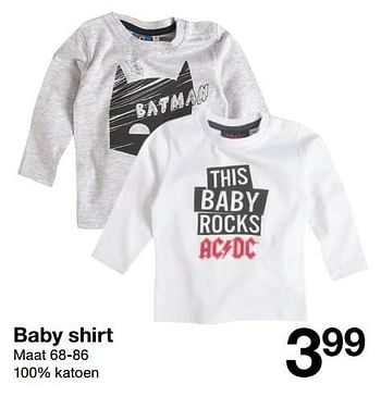 Aanbiedingen Baby shirt - Huismerk - Zeeman  - Geldig van 16/09/2017 tot 23/09/2017 bij Zeeman
