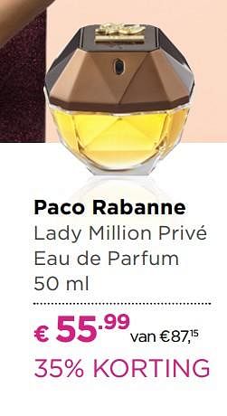Aanbiedingen Paco rabanne lady million privé eau de parfum - Paco Rabanne - Geldig van 14/09/2017 tot 01/10/2017 bij Ici Paris XL