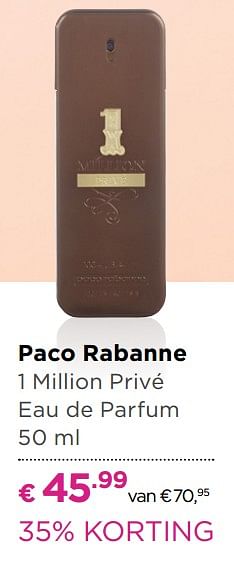 Aanbiedingen Paco rabanne 1 million privé eau de parfum - Paco Rabanne - Geldig van 14/09/2017 tot 01/10/2017 bij Ici Paris XL