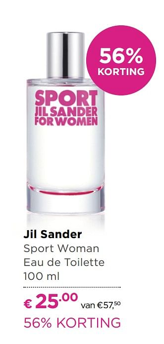 Aanbiedingen Jil sander sport woman eau de toilette - Jil Sander - Geldig van 14/09/2017 tot 01/10/2017 bij Ici Paris XL