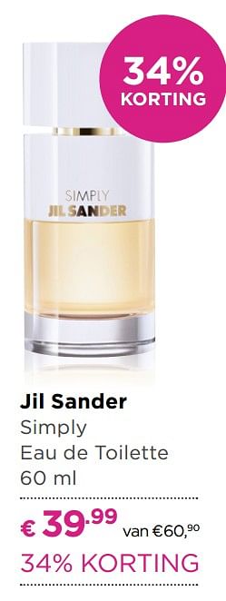 Aanbiedingen Jil sander simply eau de toilette - Jil Sander - Geldig van 14/09/2017 tot 01/10/2017 bij Ici Paris XL
