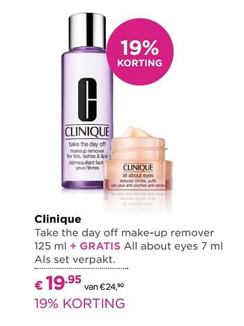 Aanbiedingen Clinique take the day off make-up remover - CLINIQUE - Geldig van 14/09/2017 tot 01/10/2017 bij Ici Paris XL