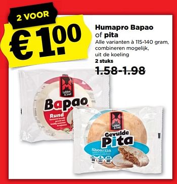 Aanbiedingen Humapro bapao of pita - Humapro - Geldig van 17/09/2017 tot 23/09/2017 bij Plus