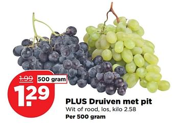 Aanbiedingen Plus druiven met pit - Huismerk - Plus - Geldig van 17/09/2017 tot 23/09/2017 bij Plus