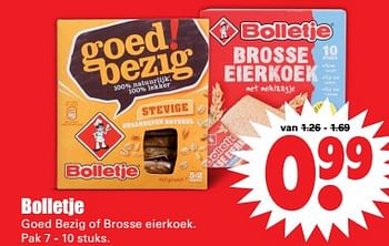Aanbiedingen Bolletje goed bezig of brosse eierkoek - Bolletje - Geldig van 17/09/2017 tot 23/09/2017 bij Lekker Doen