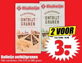 Aanbiedingen Bolletje ontbijtgranen - Bolletje - Geldig van 17/09/2017 tot 23/09/2017 bij Lekker Doen
