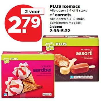 Aanbiedingen Plus icemacs of cornets - Huismerk - Plus - Geldig van 17/09/2017 tot 23/09/2017 bij Plus