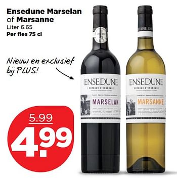 Aanbiedingen Ensedune marselan of marsanne - Rode wijnen - Geldig van 17/09/2017 tot 23/09/2017 bij Plus